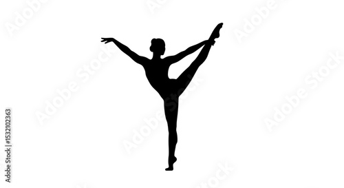 Black Silhouette Icon a Silhouette of a Gymnast Balancing on One Foot With Arms Extended