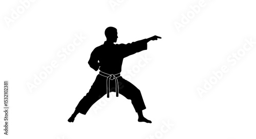 Black Silhouette Icon a Silhouette of a Karate Master Performing a Focused Kata Pose