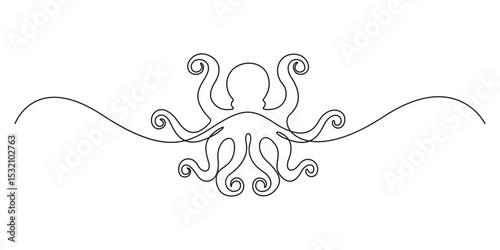 Octopus continuous one line art drawing style. Minimalist black octopus seafood outline. Thin line stroke vector, octopus sketch, drawing by one single line, on abstract background vector illustration