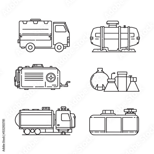 fuel tank minimalistic outline drawing clean vector art