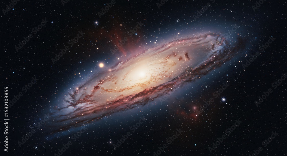 Fototapeta premium Vivid Digital Art of Galactic Core Surrounded by Stars and Nebulae in Deep Space