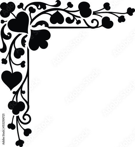 Elegant Heart Frame Vector Illustration, Corner Design