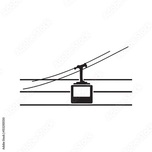funicular cable railway vector line art transportation concept