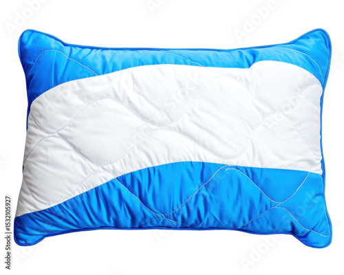 Quilted Blue and White Decorative Pillow on Transparent Background for Cozy Home Interior
