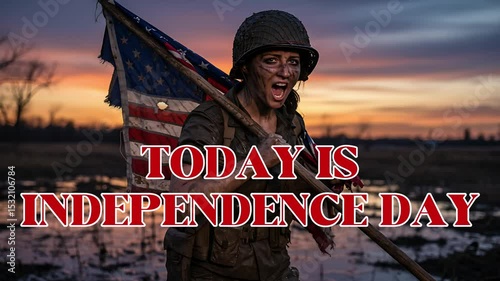 Today is Independence Day - Patriotic Soldier with Flag