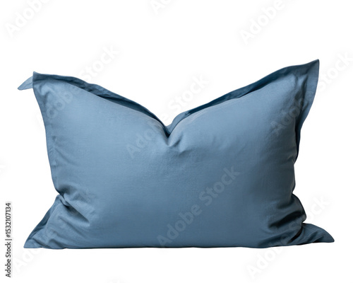 Soft Blue Decorative Pillow with Textured Fabric on a Transparent Background