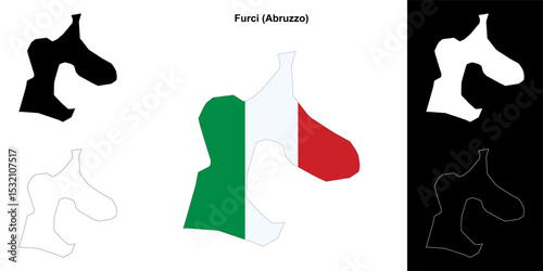 Furci (Abruzzo) outline map set