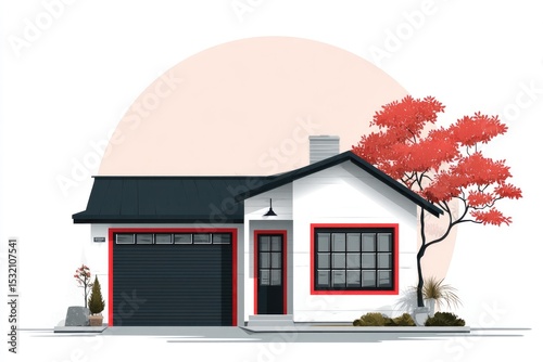 Suburban home with red accents