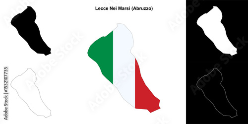 Lecce Nei Marsi (Abruzzo) outline map set