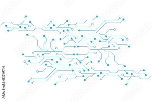 Technology blue circuit diagram on white background. High-tech circuit board connection system.Vector abstract technology on white background.