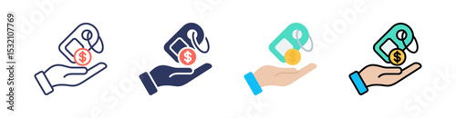 Pricing Multi Style Icon Set Vector 