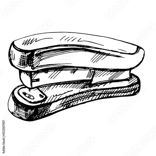 Detailed retro style stapler sketch. Vintage sketch element.⁠
