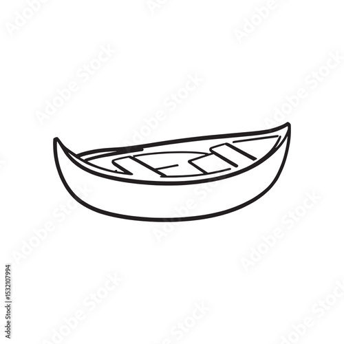 Hand Drawn Rowboat Simple Line Art Design