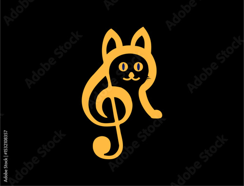 Treble clef cat illustration