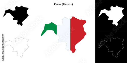 Penne (Abruzzo) outline map set