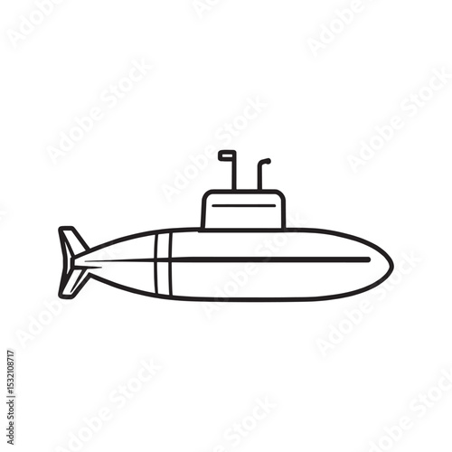 Hand drawn submarine outline icon simple and clear design