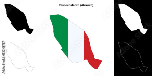 Pescocostanzo (Abruzzo) outline map set