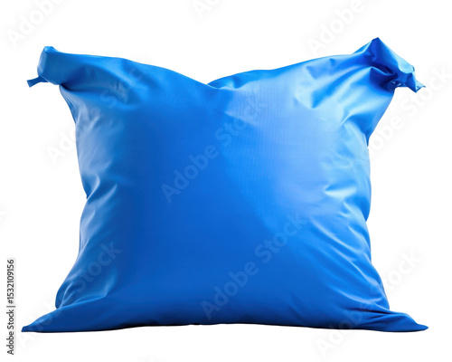 Vibrant Blue Decorative Pillow with Smooth Texture on Transparent Background