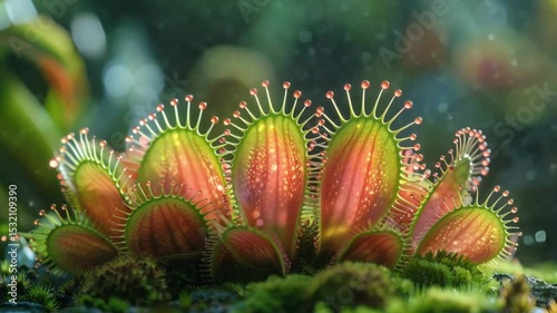 close up view of a Venus flytrap plant with clear detail view