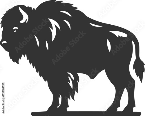 European bison mammal animal vector silhouette drawing