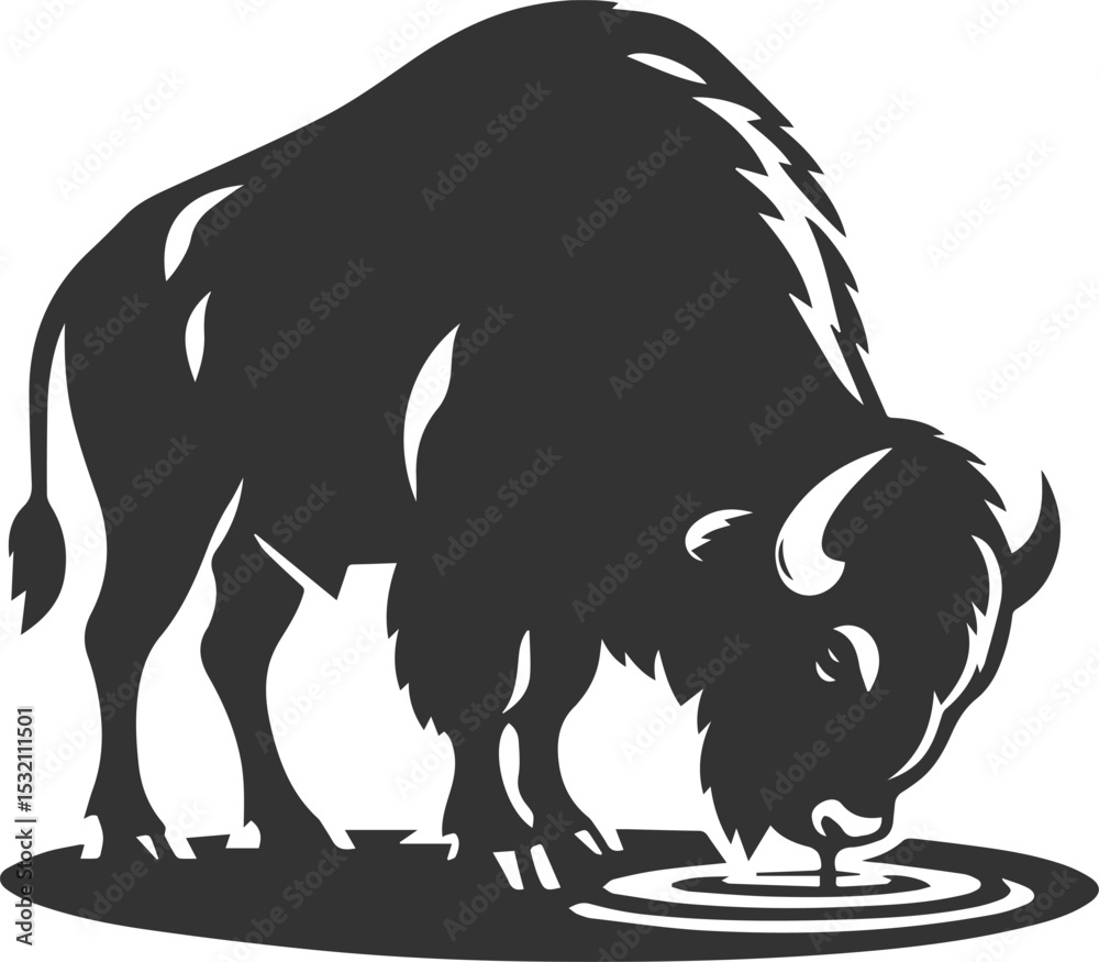 Obraz premium European bison mammal animal vector silhouette drawing