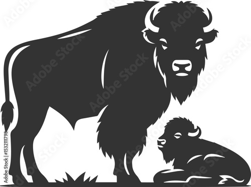 European bison mammal animal vector silhouette drawing