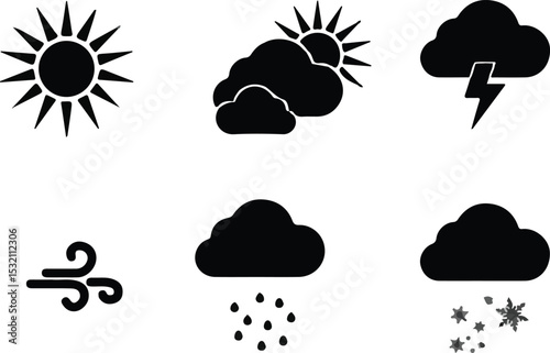 Minimalist Weather Icons Set Silhouette