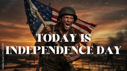 Army Hero with Flag - Independence Day Glory