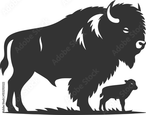 European bison mammal animal vector silhouette drawing