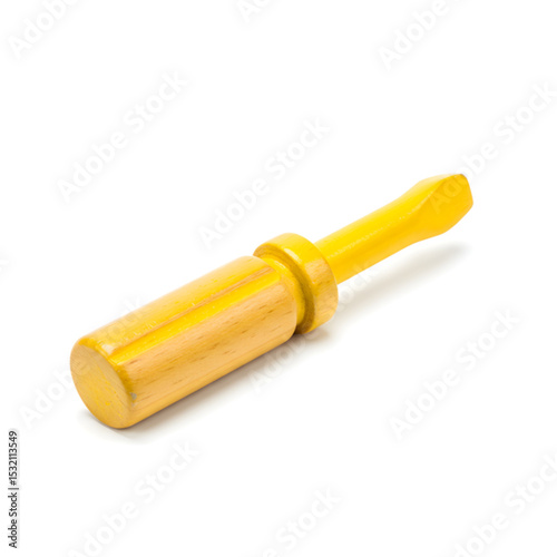 Yellow Wooden Screwdriver Toy Adorable Child's Tool for Playtime