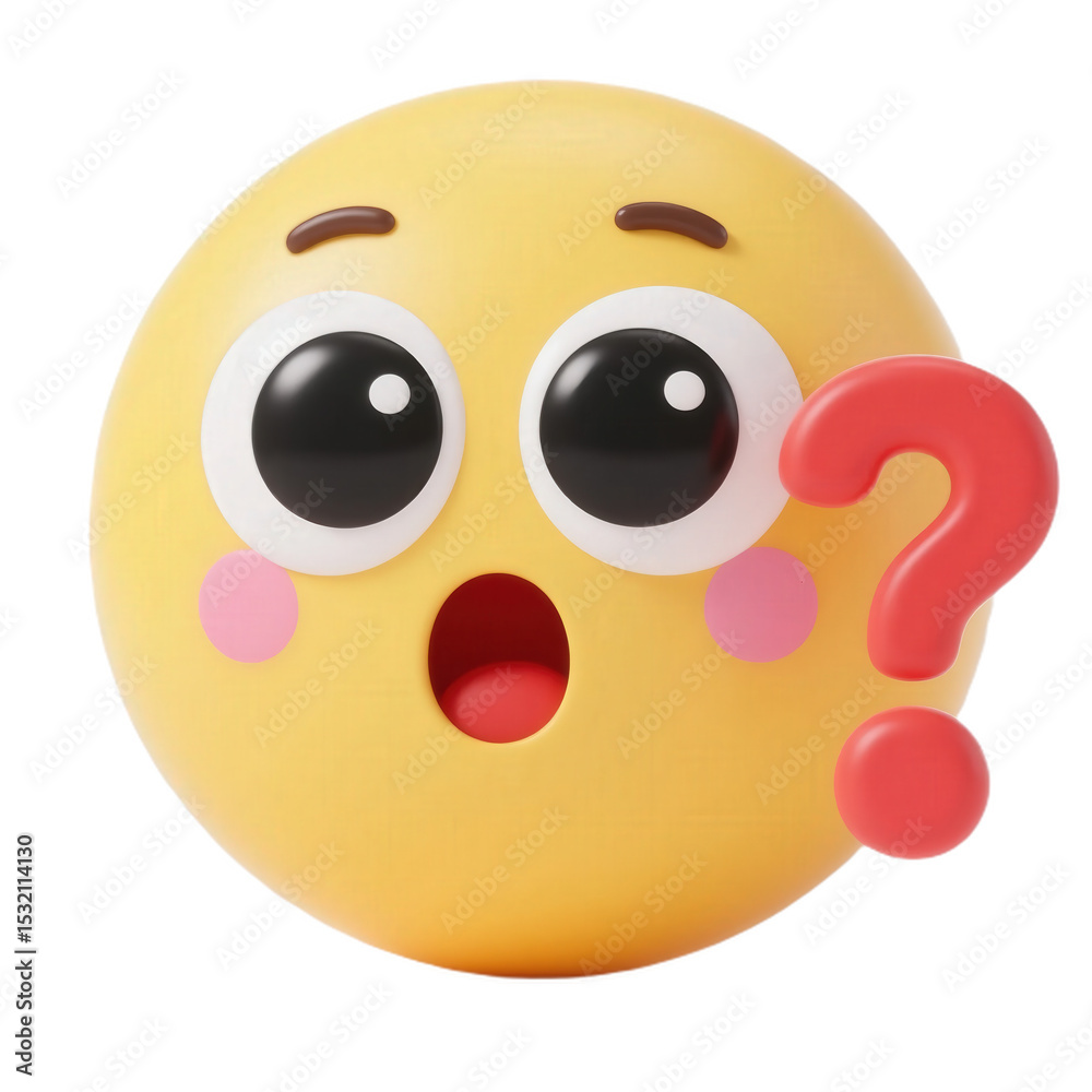 Fototapeta premium 3D Surprised Emoji with Question Mark