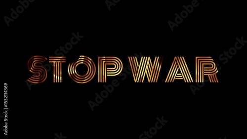 Stop War fire text animation seamless loop. 4K