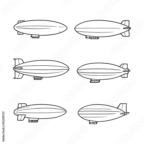 Minimalist blimp outline drawing vector