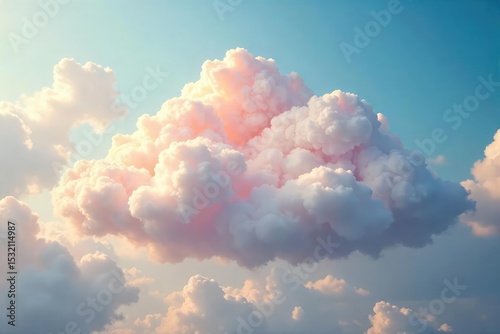 Soft, fluffy clouds depicted as comforting caregivers, gently cradling and protecting unseen elements below A whimsical, ethereal image suggesting nurturing and support , dreamscape, gentle, healing