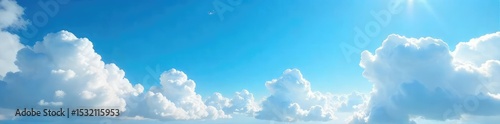 Timelapse of fluffy white clouds flowing across a vibrant blue sky, creating a mesmerizing stream of celestial beauty Perfect for weather, nature, and serenity themes , pattern, movement