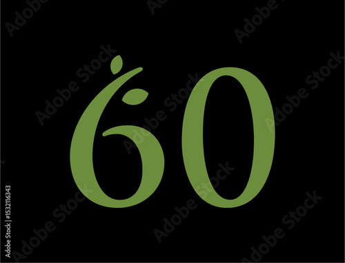 Number 60 stylized and eco friendly design