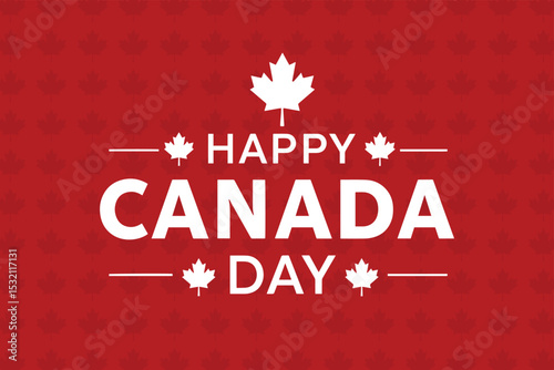 Happy Canada Day Background Banner with Maple Leafs Illustration