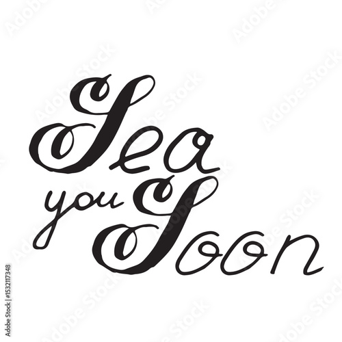 Sea You Soon Hand Lettered Summer Quote with Seashells