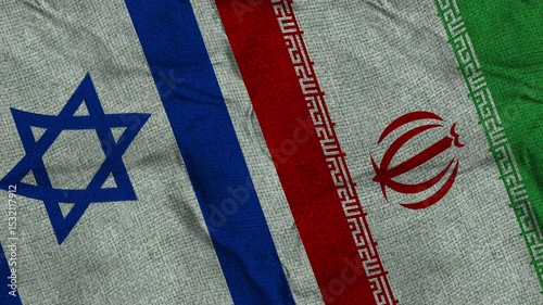 Iran v Israel flag animation seamless loop. 4K