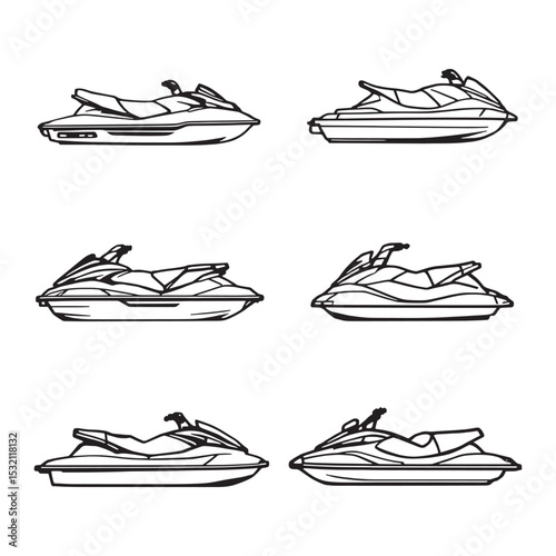 Minimalist Jet Ski Outline Design Vector Illustration