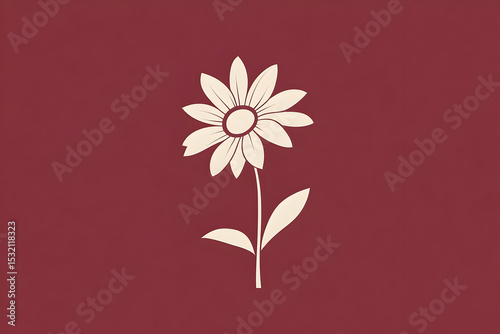 Elegant, simple flower design on a deep burgundy background. photo