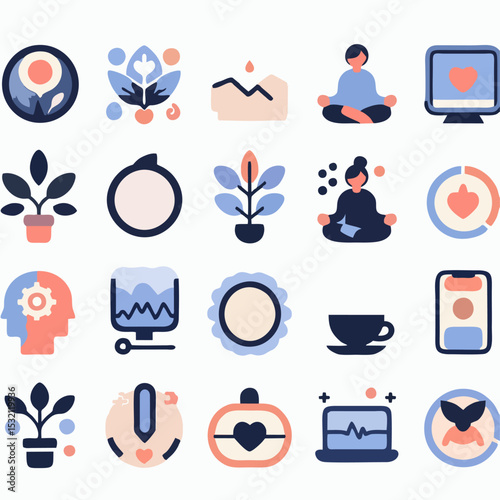 Mental Health Symbols for Wellness and Self-Care