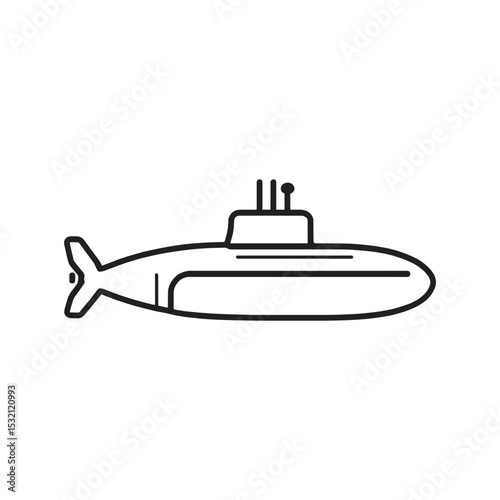 Minimalist line art submarine vector illustration simple design
