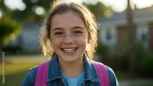 Happy girl with a backpack