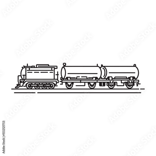minimalist oil tanker train outline vector artwork
