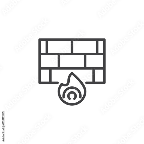 Firewall protection line icon