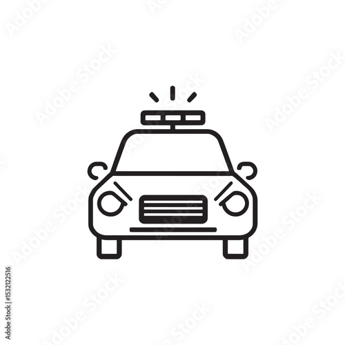 minimalist police car outline drawing for commercial use