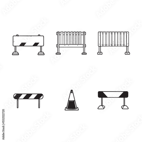 Minimalist Road Barrier Outline Vector Illustration