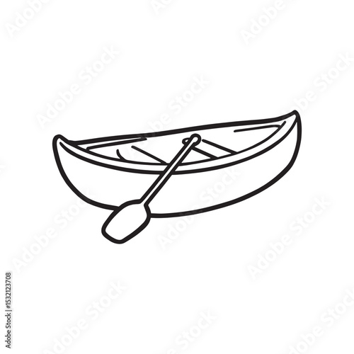 Minimalist Rowboat Vector Line Drawing Concept