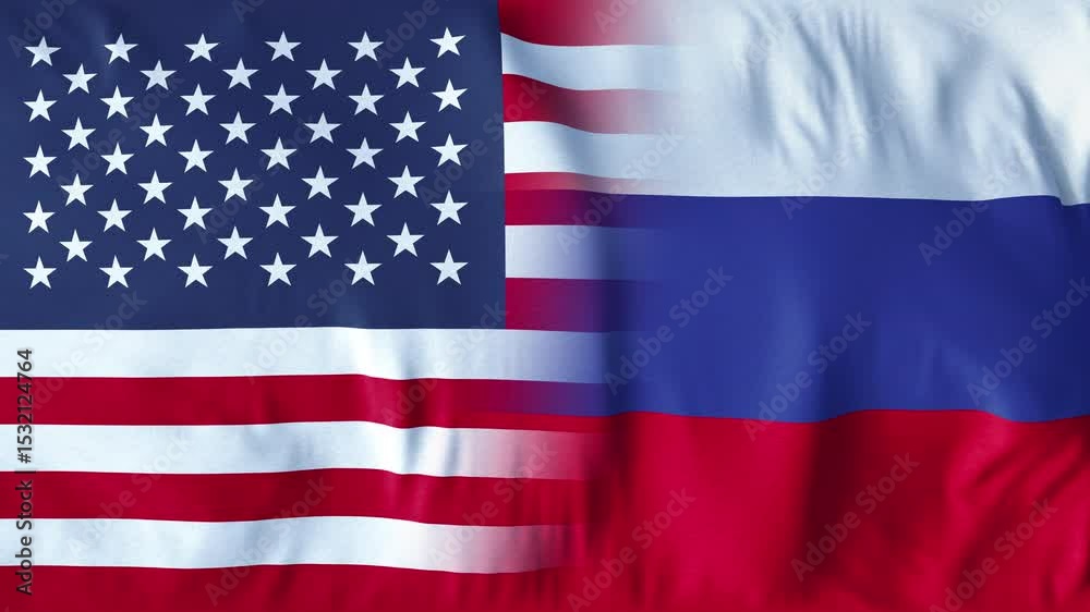 FLAGS OF THE COUNTRIES USA AND RUSSIA. A mesmerizing, ultra-slow-motion video of a high-quality flag gracefully waving in the wind, capturing every delicate ripple and fold in stunning detail. FLAGS OF THE COUNTRIES USA AND RUSSIA. A mesmerizing, ultra-slow-motion video of a high-quality flag gracefully waving in the wind, capturing every delicate ripple and fold in stunning detail.